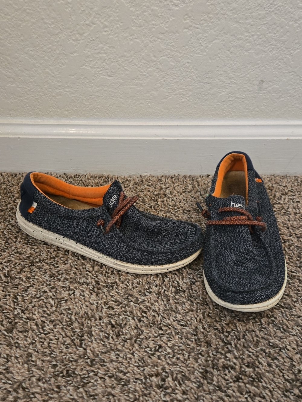 Hey Dude Casual Slip-On Loafers in Navy with Orange Lining